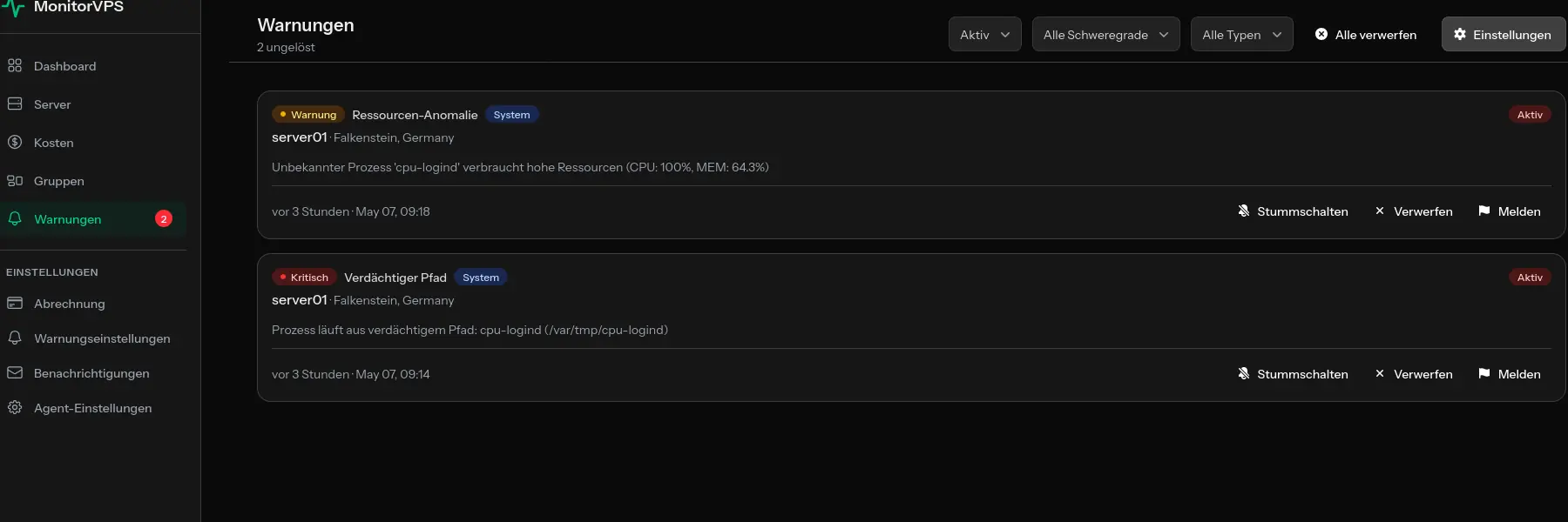 cpu-logind in /var/tmp ist XMRig: Wie ein MonitorVPS-Alarm einen Cryptominer entdeckt hat