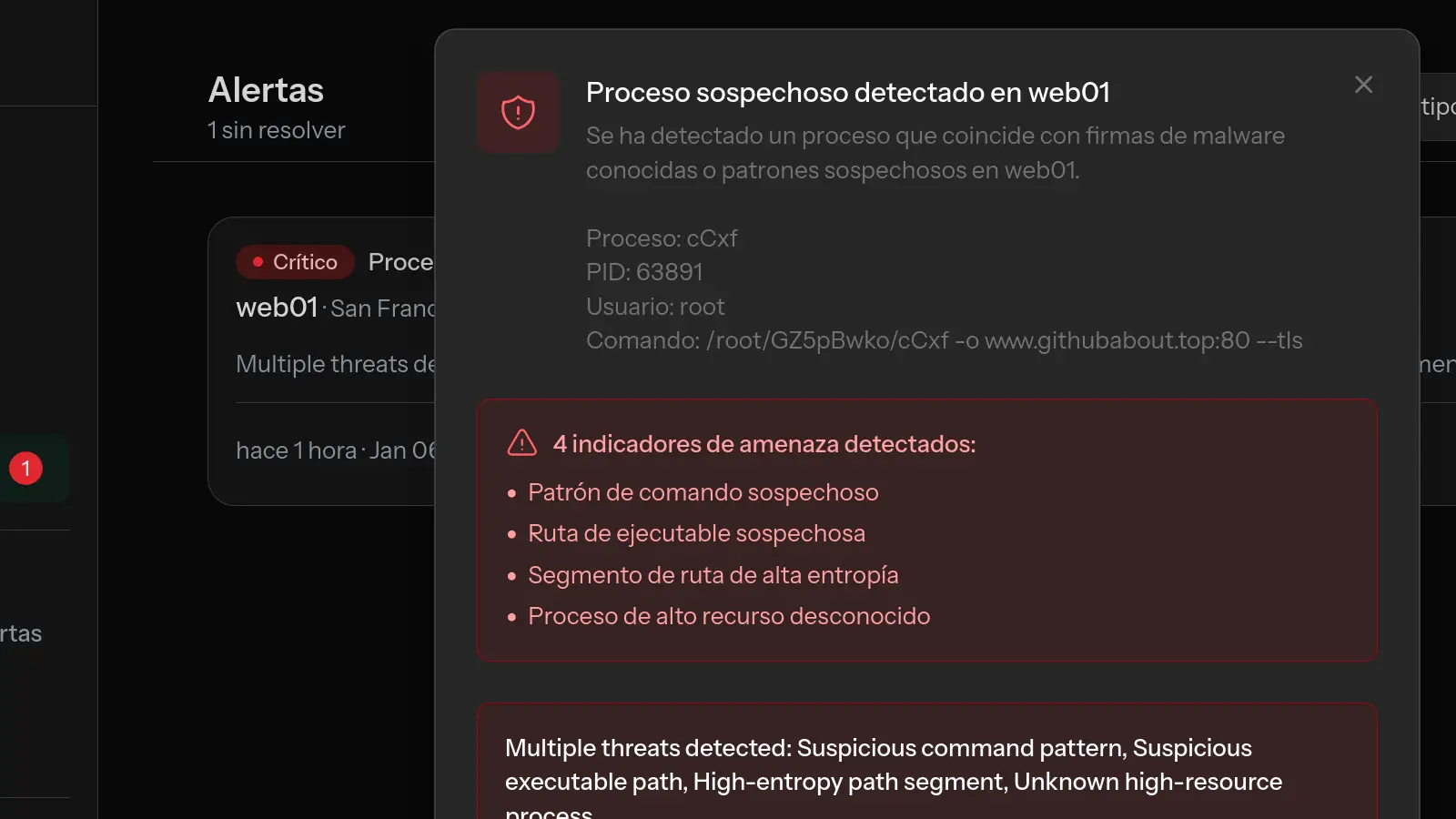 Detectando un Cryptominer instalado mediante React CVE-2025-55182
